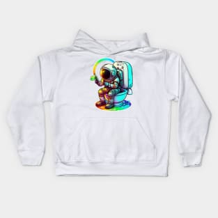 Colorful Space Astronaut on the Toilet Sticker #10 Kids Hoodie